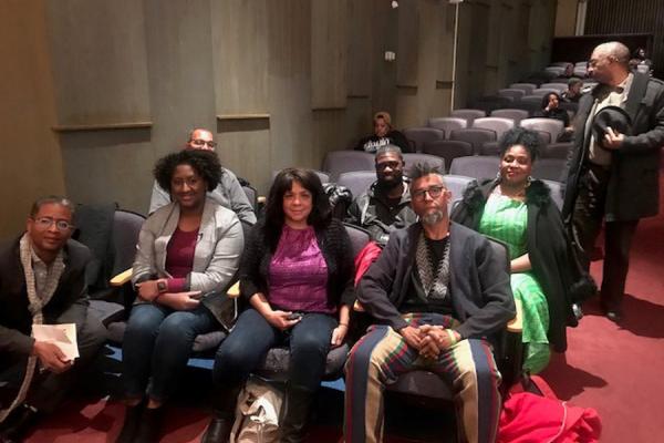 Artist Dread Scott (far right) discussed his re-enactment of the 1811 Slave Rebellion, which has drawn international media attention, during a Nov. 13 forum at the University of New Orleans. 