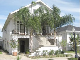 Split staircase with unique landscaping. Elevation about 12 feet.