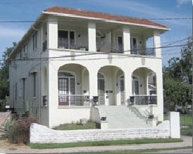 First and second story porches, wide front staircase. Elevation about 5 feet.
