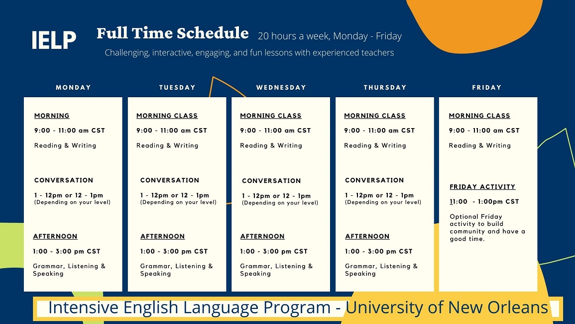 Picture of IELP's Schedule