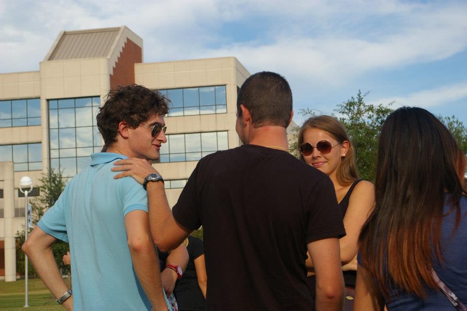 Students talking on campus