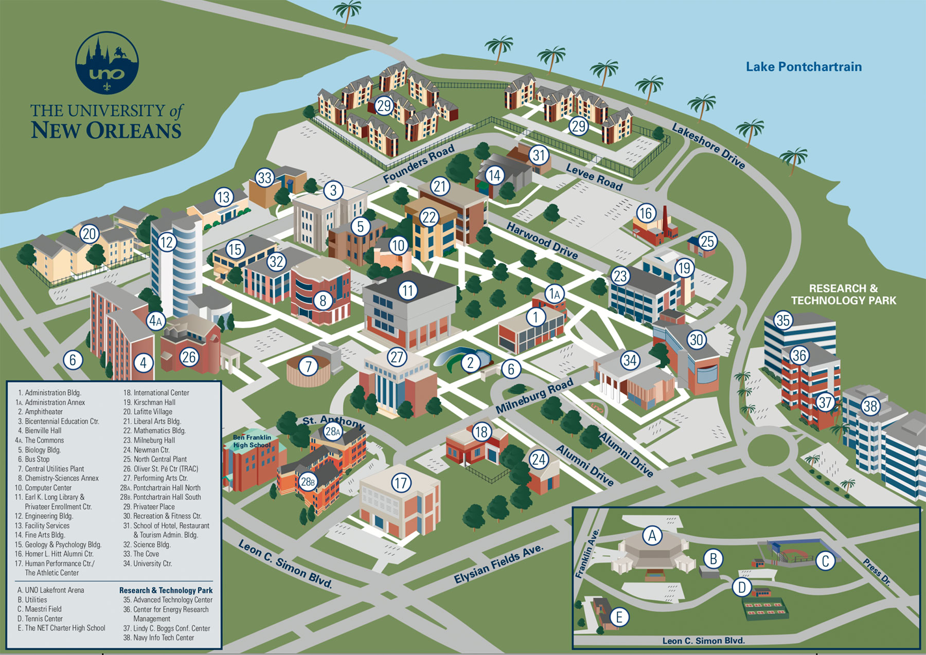 University Of New Orleans Campus Map.