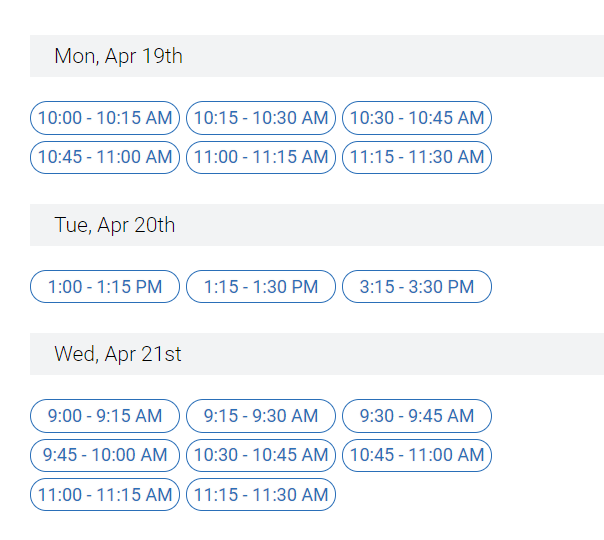 time slot example