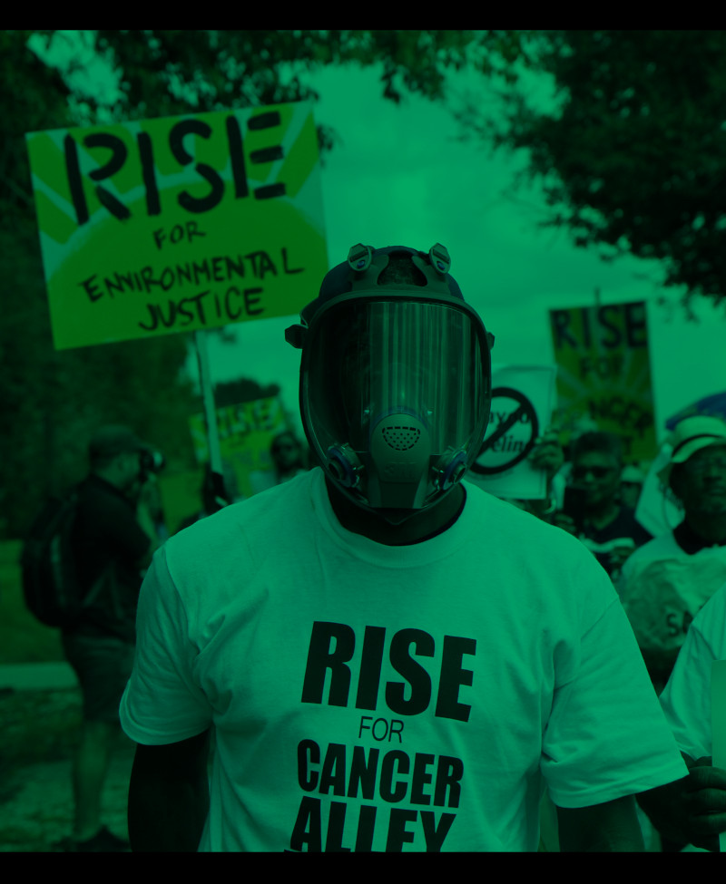 Cancer Alley Protestor Wearing Gas Mask