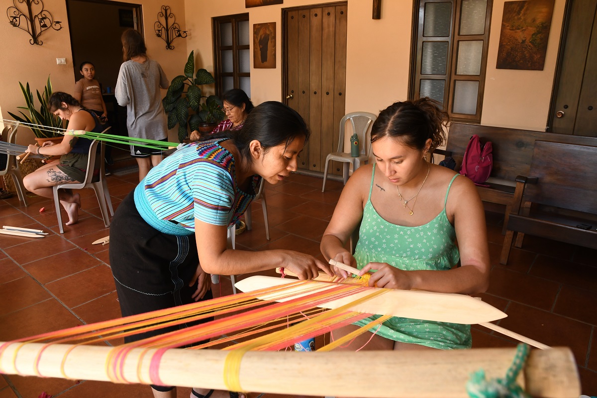 Afternoon activity of weaving