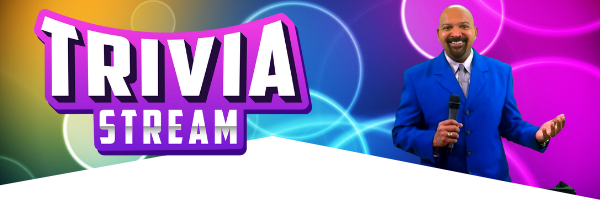 Trivia Stream logo with host Gus Davis
