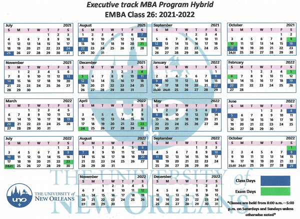 EMBA Calendar