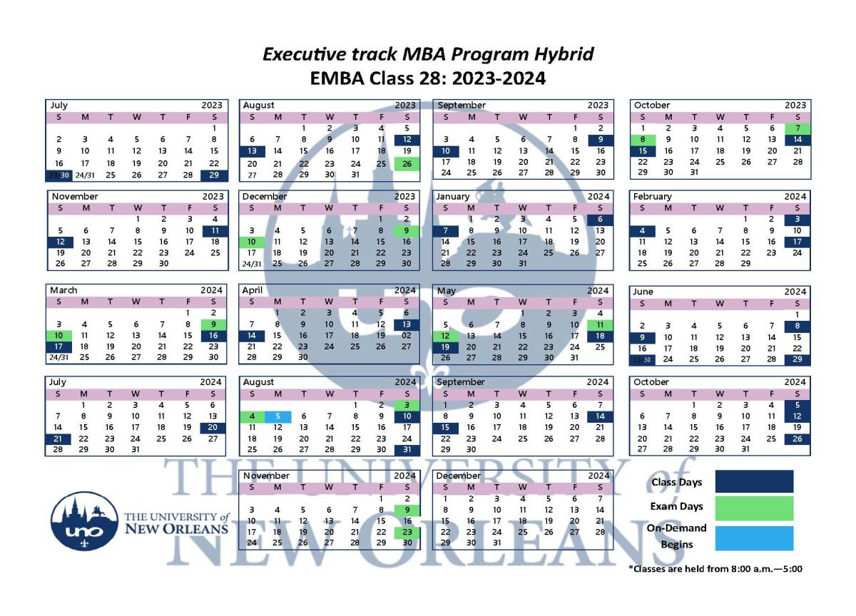 EMBA 28 Class Calendar