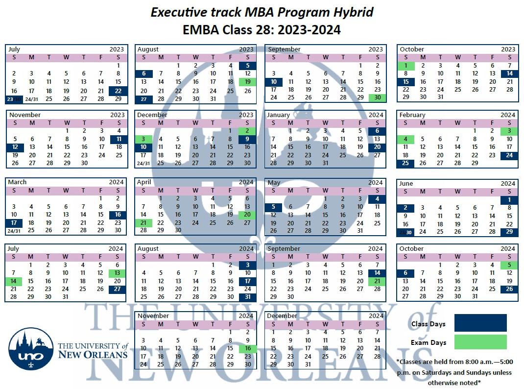 EMBA 28 Class Calendar