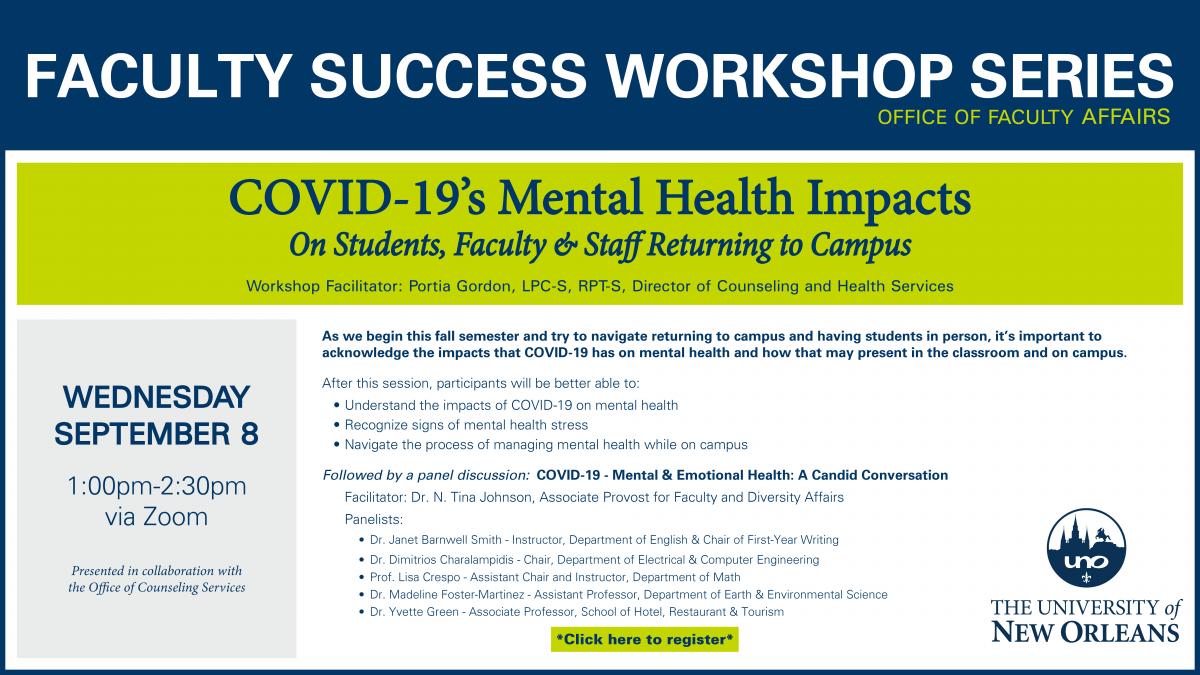 Covid-19's Mental Health Impacts on Students, Faculty & Staff Returning to Campus