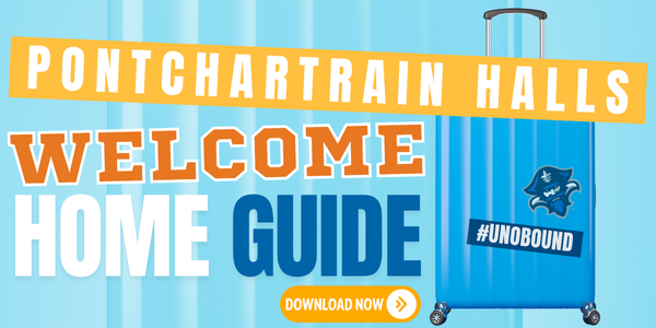 Photo of a suitecase with "Welcome Home Guide" download now