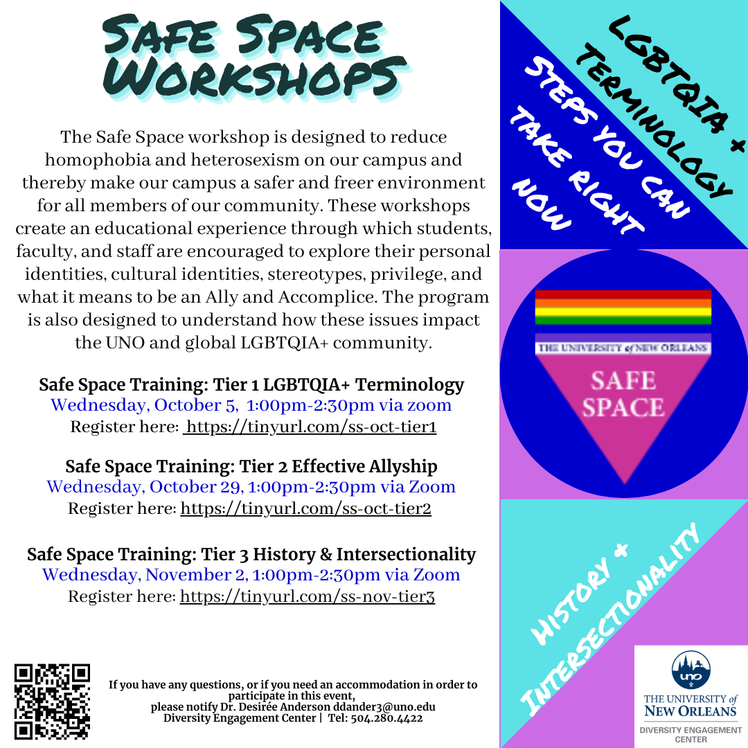 Fall 2022 Safe Space Workshops