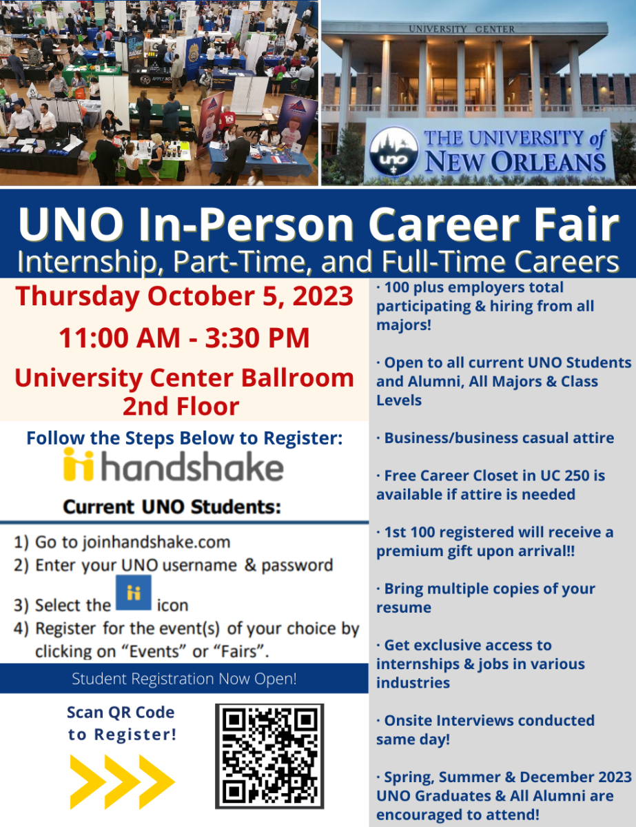 UNO On-Campus Career Fair Fall 2023 Thursday, October 5, 2023 from 11am-3:30pm
