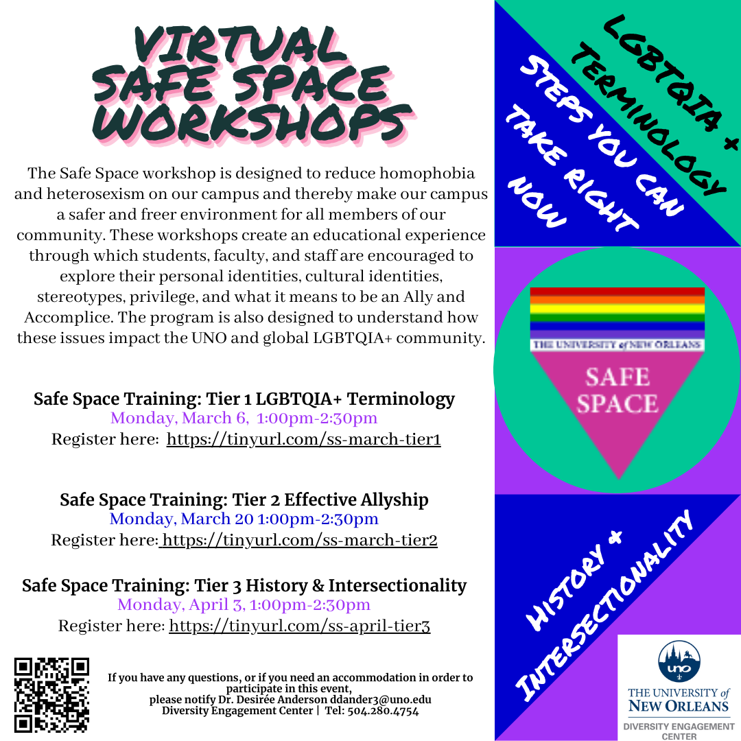 Spring 2023 Safe Space Workshops