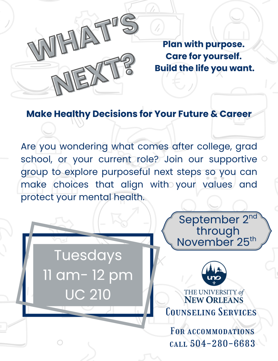 Career development group Tuesdays from 11am - 12pm UC 210