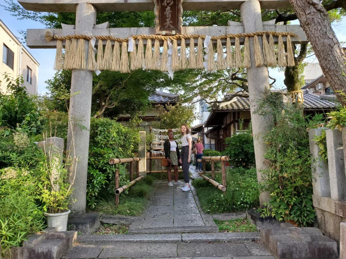 Students exploring shrine