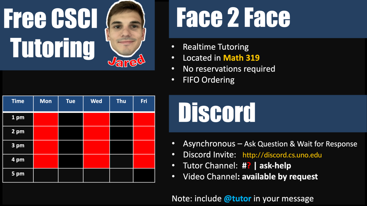 Computer Science Tutoring Schedule The University of New Orleans