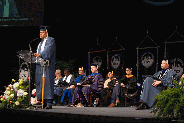 Son of a Saint founder and CEO Bivian “Sonny” Lee III served as the principal speaker at the University of New Orleans’ spring 2023 commencement ceremony on May 19.