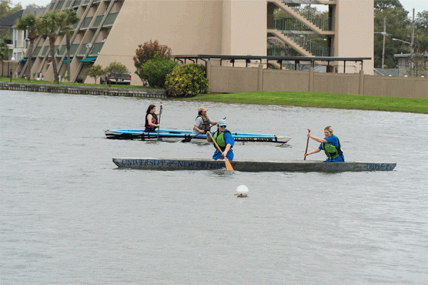 University of New Orleans engineering students race the TriplePs (Positive Privateer Pirogue) in Bayou St. John during the Gulf Coast American Society of Civil Engineers (ASCE) Student Symposium hosted by UNO on March 7-9. 