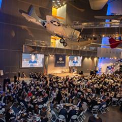 overhead shot of all tables during the program