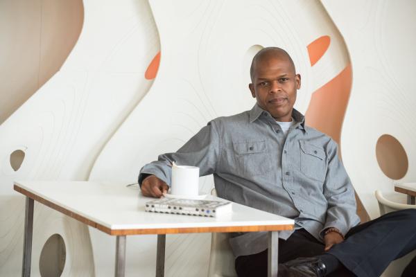 Novelist Maurice Ruffin at The Orange Couch coffee house in New Orleans