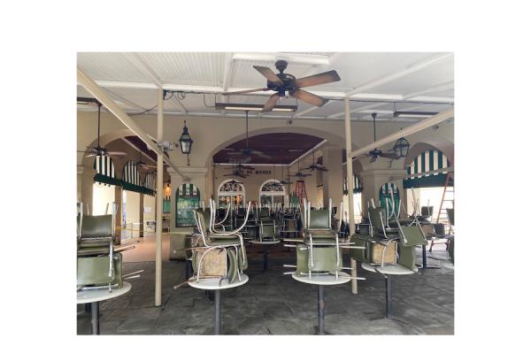 Café Du Monde, usually bustling with customers, sits empty after Louisiana lawmakers prohibited sit-down dining at all restaurants in an attempt to slow the spread of the novel coronavirus. (Photo courtesy Greg Lambousy)