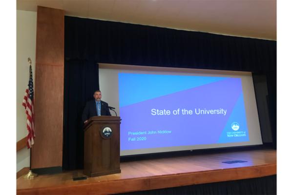 President John Nicklow gives his state of the University address for fall 2020.