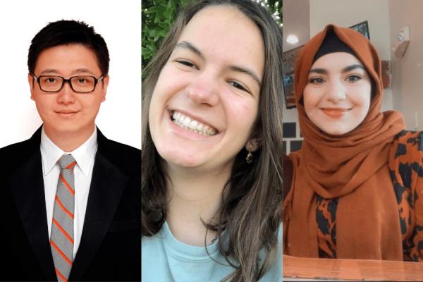 UNO students (from left) Jinjiao Wang, Olivia Pelias and Yasameen Mohsin are the 2020-2021 recipients of the Julie A. Ard Undergraduate Award. 