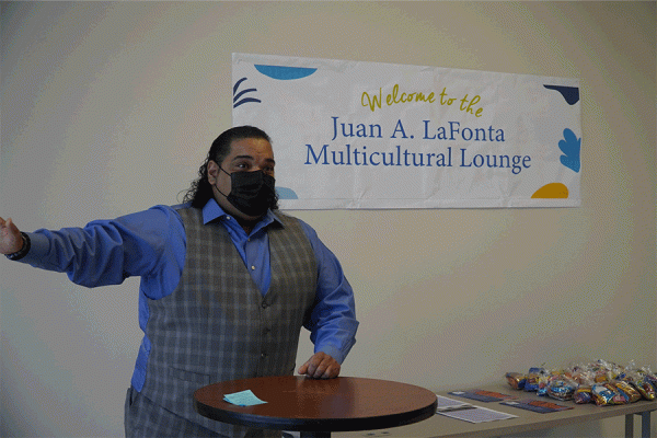 University of New Orleans alumnus and attorney Juan LaFonta speaks during the grand opening of the Multicultural Lounge that bears his name in the University Center.