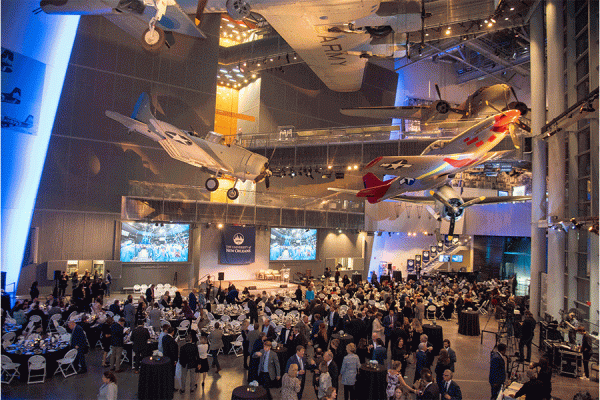 ​The National WWII Museum’s Boeing Freedom Pavilion provided a dramatic setting for the 2021 Distinguished Alumni Gala.