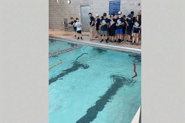 Students test out their robotic eels at the University of New Orleans recreation center’s pool. The robots were created as part of a four-day robotic "PrivatEEL STEM" camp funded by the Louisiana Board of Regents.