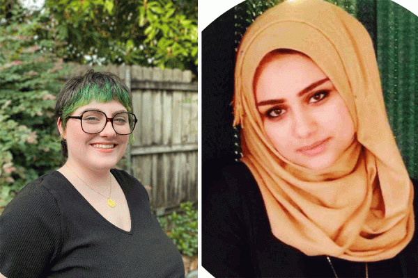 University of New Orleans students Christina Scavo (left) and Alaa Alshawi have been awarded a Women in Computer Science scholarship for 2022.
