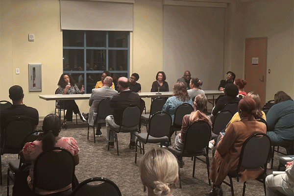 A panel of veteran educators discuss ways to help support Black students in school during a discussion hosted by UNO’s School of Education and DEI@UNO.
