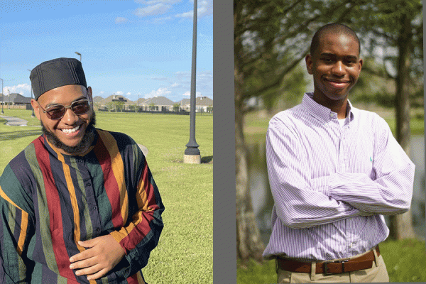 University of New Orleans students Eian Bailey (left) and Joshua Joubert have been selected to the UL System’s Reginald F. Lewis Scholars program.