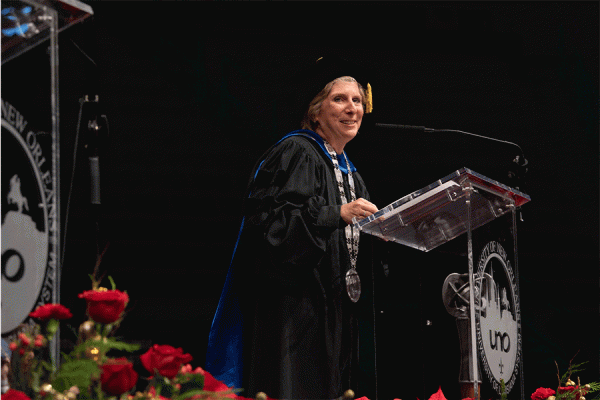University of New Orleans President Kathy Johnson is the eighth president and the first woman to helm UNO in its 65-year history. 