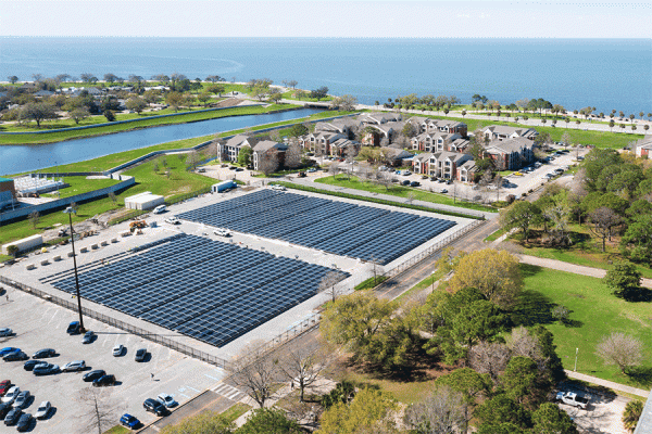 The University of New Orleans and Bernhard announced the completion of a state-of-the-art solar array on the University’s campus Wednesday, March 27, which will offset UNO’s annual electric consumption.