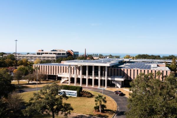 An aerial shot of the University Center